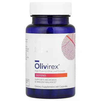 Підтримка мікробного балансу, листя оливи, Olivirex, Biocidin Botanicals, високоефективна формула, 60 капсул