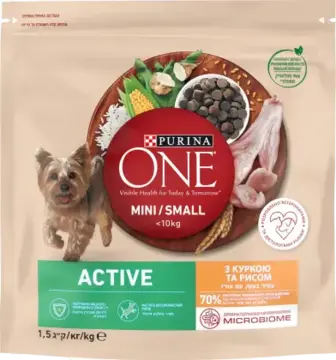 Корм для собак Purina One Mini Active з куркою та рисом сухий 1.5 кг