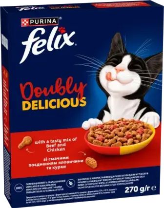 Корм для котів Felix яловичина та курка сухий 270 г