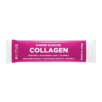 Морський колаген з гіалуроновою кислотою та вітаміном С, Marine Sourced Collagen Peptidеs, Biotus, 1 саше (5.15 г)