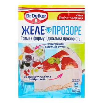 Желе Dr.Oetker Galaretka прозоре зі смаком ванілі-полуниці 72 г (5900437028002)