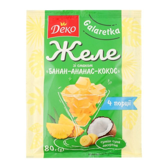 Желе Деко з смаком Банан-ананас-кокос 80 г (4820241588862)