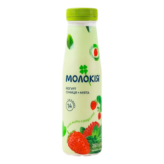 Йогурт Молокія Суниця-м'ята 1.4% 250 г (4820045707728)