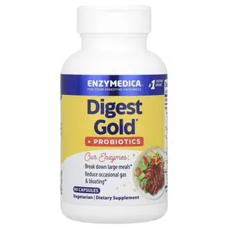 Ензими плюс пробіотики, Digest Gold Probiotics, Enzymedica, 90 капсул