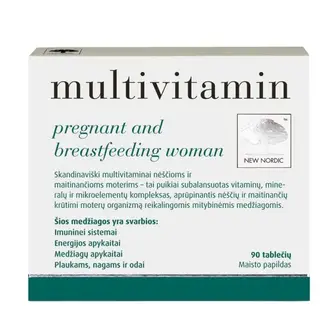 Мультивітаміни для вагітних і жінок, що годують, Multivitamin Pregnant and Breastfeeding Woman, New Nordic, 90 таблеток