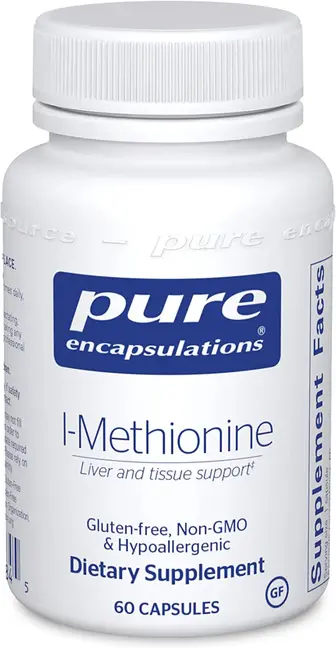 L-метіонін, l-Methionine, Pure Encapsulations, підтримка суглобів, печінки та підшлункової залози, антиоксидантів та нервової системи, 60 капсул