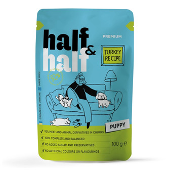 Корм вологий для цуценят Halfu0026Half Turkey In Gravy For Puppy із індичкою 100 г (4820261921212)