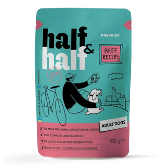 Корм вологий для собак Halfu0026Half Beef In Gravy For Adult Dogs з яловичиною 100 г (4820261921267)