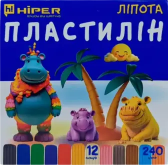 Пластилін Hiper Ліпота 12 кольорів 240 г