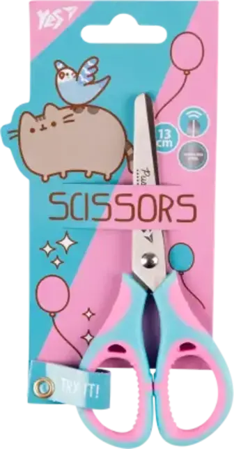 Ножиці Yes! Pusheen з гумовими вставками 13 см