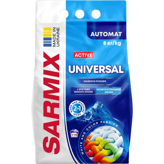 Пральний порошок Sarmix Universal для всіх типів прання 8 кг (4820268104137)