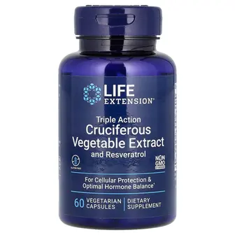 Екстракт хрестоцвітих овочів з ресвератролом, Triple Action Cruciferous Vegetable Extract with Resveratrol, Life Extension, 60 капсул