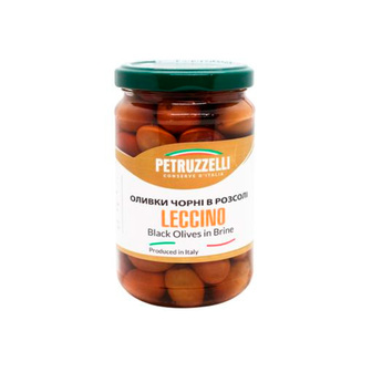 Оливки чорні Leccino в розсолі Petruzzelli 314 мл