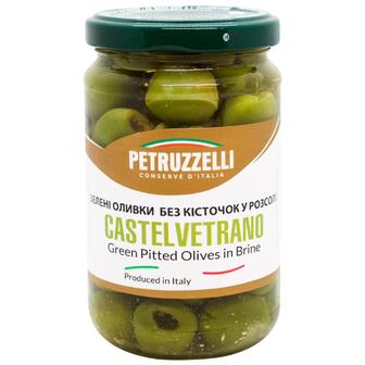 Зелені оливки Castelvetrano без кісточок у розсолі Petruzzelli 314 мл