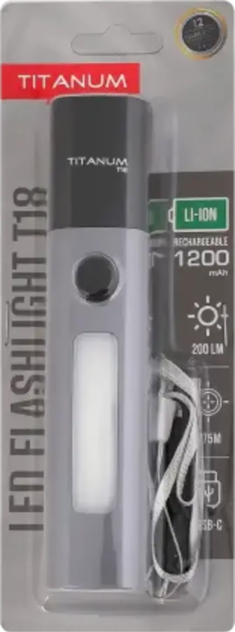 Портативний світлодіодний ліхтарик Titanum TLF-T18 200Lm сірий