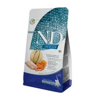 Сухий корм для кошенят Farmina N&D Grain Free Ocean Kitten 1,5 кг - тріска, креветки, гарбуз та диня