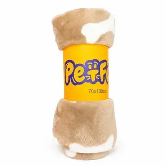 Плед для собак Pet Fun Кістка 70х100 см - бежевий