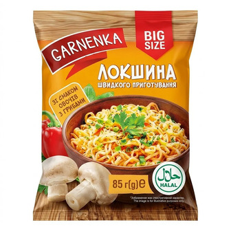 Вермішель швидкого приготування Garnenka зі смаком овочів з грибами 85 г