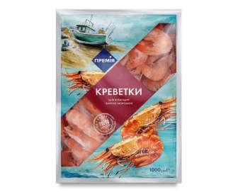 Креветки "Премія" неочищені варено-морожені 70/90, 1кг