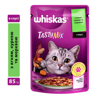 Whiskas (Віскас) TastyMix - Вологий корм з ягням, куркою, морквою в соусі для котів 85 г