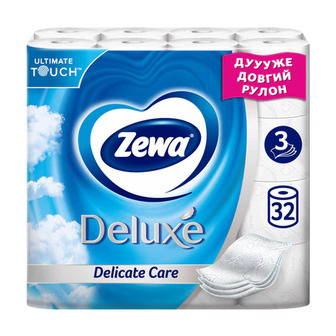 Туалетний папір Zewa Deluxe Delicate Care білий, 3-шаровий, 150 відривів, 32 рулони