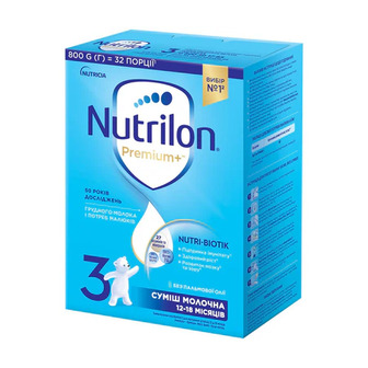 Суха молочна суміш Nutrilon Premium+ 3, 12-18 місяців, 800 г
