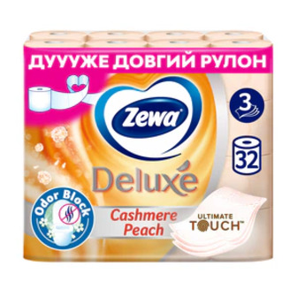 Туалетний папір Zewa Deluxe Персик, 3х-шаровий, 32 рулони