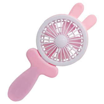 Вентилятор ручний портативний "Зайчик" Bambi VNTR-002-3(Pink)-UC рожевий