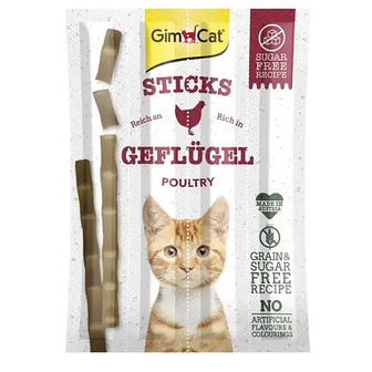 ТЕРМІН 06.2024 Ласощі для котів GimCat Sticks 4 шт. (домашня птиця)