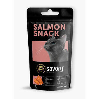 ТЕРМІН 09.2025!!! Ласощі для заохочення котів Savory Snack Salmon, подушечки з лососем, 60 г