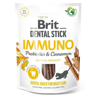 УЦІНКА Ласощі для собак Brit Dental Stick Immuno 251 г 7 шт. — пробіотики та кориця