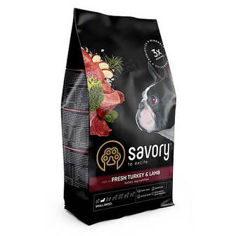 ТЕРМІН 08.2025!! Сухий корм Savory Fresh Turkey & Lamb для собак малих порід  індичка/ягня 1 кг