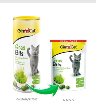 Вітамінізовані таблетки GimCat Gras Bits для котів усіх порід трав яні кульки 425г
