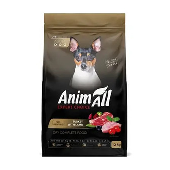 УЦІНКА Сухий корм AnimAll для дорослих собак малих порід, зі свіжою індичкою та ягням, 12 кг