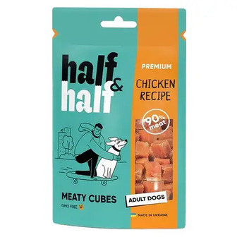Ласощі для собак Half&Half Meaty Cubes Adult 100 г - курка