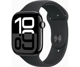 Apple Watch Series 10 GPS 46mm Jet Black Aluminium Case with Black Sport Band - S/M (MWWP3QH/A)
