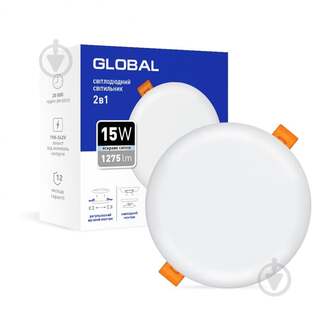 ВИТРИНА! Светильник светодиодный Global 2in1 15 Вт белый матовый 4100 К 1-GSP-1541-RS