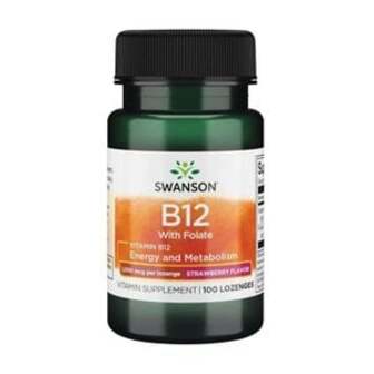 Вітамін B12 Swanson Vitamin B12, 1000 мкг, зі смаком полуниці, 100 льодяників