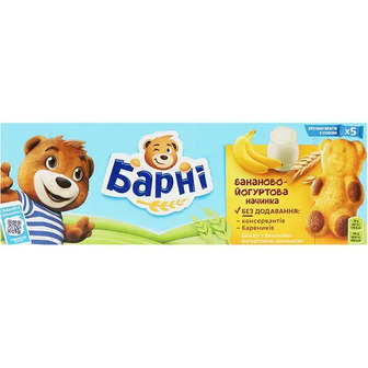Бісквіт Барні з бананово-йогуртовою начинкою 150 г (522503)