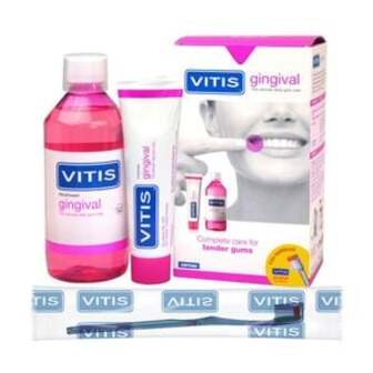 Набір для ротової порожнини Dentaid Vitis Gingival (зубна паста, 100 мл + ополіскувач, 500 мл + щітка м`ятна, 1 шт)