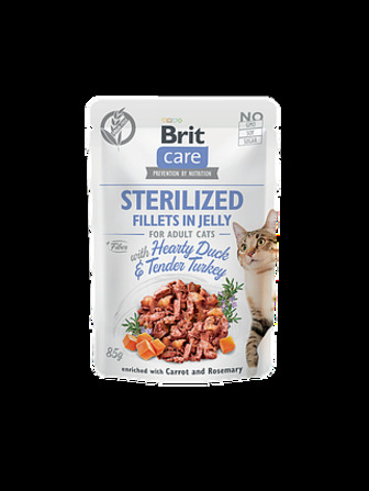 УЦІНКА Вологий корм Brit Care Cat Pouch STERILIZED Hearty Duck & Tender Turkey філе в жолу качка/індейка 85 г