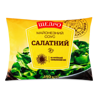 Соус «Щедро» «Салатний» майонезний 30% ф/п, 190г