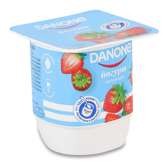 Йогурт Danone полуниця 1,2% стакан, 115г