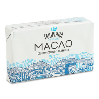 Масло солодковершкове «Галичина» «Селянське» 72,6%, 180г