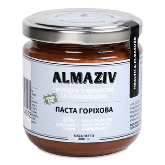 Горіхова паста Лавка традицій Almaziv фундук-кокос-шоколад, 200г