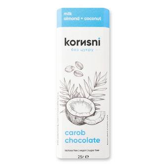 Шоколад молочний Лавка Традицій Korиsni з керобу мигдаль-кокос, 25г
