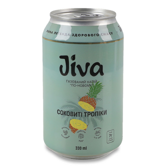 Напій соковий Лавка традицій Jiva Соковиті тропіки сильногазований з/б, 0.33л