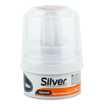 Крем-блиск для взуття Silver чорний, банка, 50мл