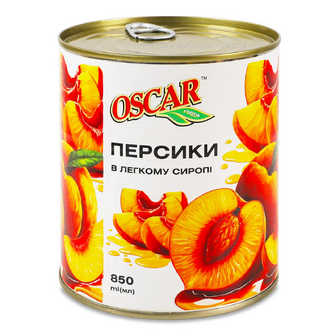 Персики Oscar Foods половинки, 850мл