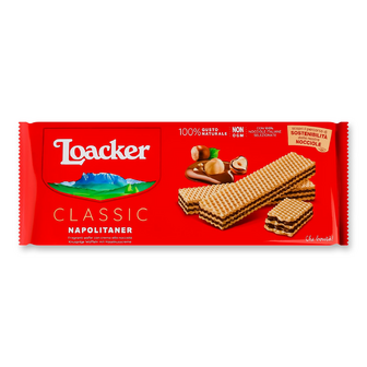 Вафлі Loacker Classic Napolitaner з горіховою начинкою, 175г